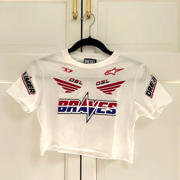 Diesel Cropped Tee with Graphics - Picture 5 of 13